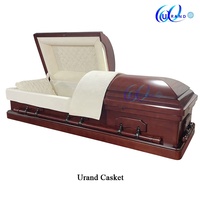 Ataúdes de Madera Sólida Estilo Americano de Alta Calidad, Fabricados en China, para Funerales con Asas Metálicas