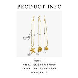 2025ファッションシェルコンチストーンヒトデペンダントネックレスビーズチェーン18K金メッキステンレススチールネックレス女性用女の子 - Product Image 6