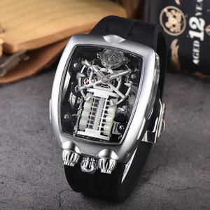 Jam Tangan Pria Mewah dengan Casing Skeleton dari Baja Tahan Karat dan Tali Silikon, Mesin Otomatis Jepang, Dekorasi Mesin Jam - Product Image 5