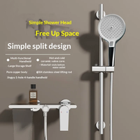 Ensemble de douche thermostatique simple et réglable en cuivre chromé avec pulvérisation sans tête, effet pluie, pour hôtel et usage domestique, avec robinet de baignoire intégré