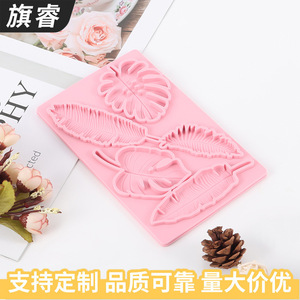 Leaf Shaped Silicone Mold Pink Rectangle Baking Tools For Cake Decorating Supplies - Product Image 4