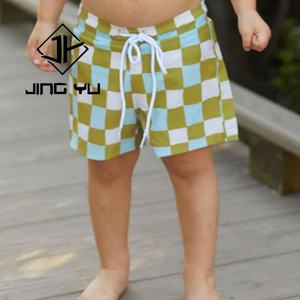 Maillot de bain de créateur, tissu jacquard à carreaux extensible de luxe, maillot de bain pour enfants, OEM, polyester, shorts pour enfants - Product Image 1