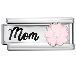 Breloques familiales Maman Bébé italiennes 9 mm en acier inoxydable émaillé, breloques carrées, Cœur éternel, Aile, Strass pour bracelet DIY et bijoux - Product Image 4