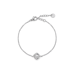 Amy Amy <b>Silver</b> Chain <b>Bracelet</b> With Zirconia Lock Pendant For Women Minimalist Everyday Wear Jewelry P0031 - Product Image 3