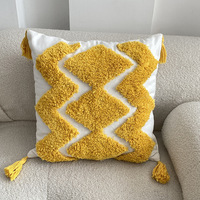 Housse de coussin bohème en coton jaune Style marocain, décoration de la maison, taie d'oreiller