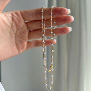 Dylam Stylish Charm Rhodium 18K Gold Plated Non Tarnish 925 Silver Beaded Chain Bead Pendant <b>Necklace</b> for Daily Wear - Product Image 6