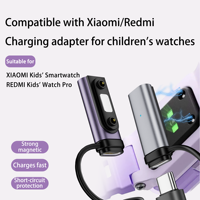 Adaptateur magnétique 2 broches mâle vers Type C femelle pour la charge des montres connectées XIAOMI REDMI pour enfants avec cordon anti-perte