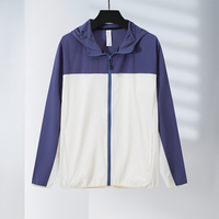 Logo personnalisé automne patchwork capuche fermeture éclair léger coupe-vent sport veste de course pour hommes