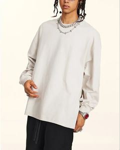 Camiseta básica personalizada de alta calidad con cuello redondo para hombre, camiseta de manga larga de algodón con hombros caídos - Product Image 5