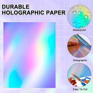 Papel Adhesivo Holográfico Plateado Brillante, Impermeable, Imprimible con Tinta FX, Tamaño A4 8.5x11 Pulgadas, Vinilo PP - Product Image 5