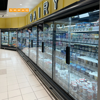 Réfrigérateur commercial de haute qualité à double température avec porte vitrée sans cadre en verre trempé Low-E, refroidissement par air