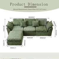 Canapé modulaire en forme de nuage de 97 pouces avec ottoman mobile, 4 places, assise profonde, en forme de L, pour salon, chambre, appartement