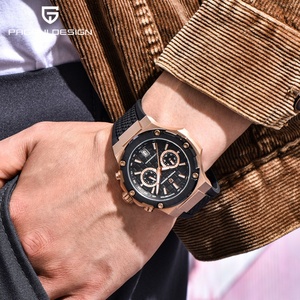 Relojes PAGANI DESIGN para hombre, reloj de cuarzo japonés VK64 con cronógrafo deportivo de oro rosa de lujo para hombre, reloj de pulsera con correa de caucho fluorado para hombre - Product Image 6
