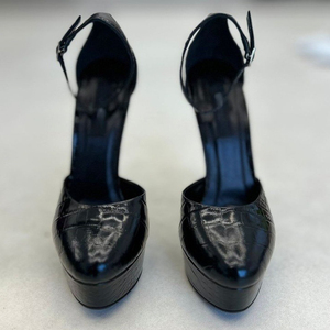 Sandales à plateforme épaisse pour femmes, grande taille 45, en cuir verni, coupe large, talons hauts, avec lanières de cheville, imprimé animal, bout rond, pour l'été - Product Image 3