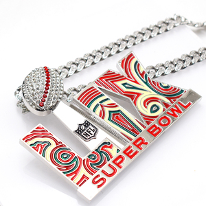 XILAI 2025 <span class=keywords><strong>Collier</strong></span> de football Super Bowl de Philadelphie, pendentif en métal de haute qualité en rhéinite, bijoux de sport hip-hop - Product Image 1