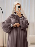 Ensemble Abaya Élégant à Motifs Floraux avec Hijab Assorti, Imprimé Peinture Florale, Coupe Ample et Fluide, Tenue Modeste pour Femme