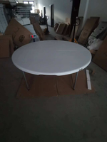 Table ronde pliante moderne en plastique de 1,5 m pour 8 à 10 personnes, idéale pour les mariages, banquets, événements, dîners, fêtes et salons, durable