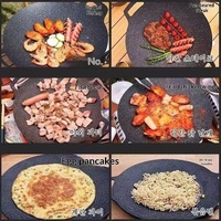 Poêle carrée en fonte pour camping en plein air, style coréen, pour cuisinière à induction/gaz, portable et pliable