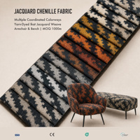 Tissu Jacquard Ikat Teint en Fil Premium et Durable, Textile Multicolore Résistant à l'Usure pour Revêtement de Fauteuil, Banc et Canapé