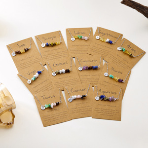 Collar con Colgante de Piedra Natural <span class=keywords><strong>y</strong></span> Signo del Zodiaco de Acero Inoxidable RINHOO para Mujer, Pulsera Trenzada a Mano con Signo de <span class=keywords><strong>Aries</strong></span> o <span class=keywords><strong>Leo</strong></span>, Joyería para Cumpleaños - Product Image 3