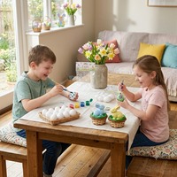 Kit de peinture d'œufs de Pâques DIY, ensemble d'artisanat en mousse de polystyrène avec panier pour enfants, décorations créatives de Pâques