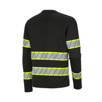 T-shirts de travail haute visibilité noirs à manches courtes/longues avec bandes réfléchissantes – Uniforme de sécurité