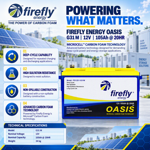 แบตเตอรี่ตะกั่วกรด FIREFLY OASIS 12V 105Ah เกรดอุตสาหกรรม โซลูชันพลังงานที่เชื่อถือได้สำหรับงานโทรคมนาคม - Product Image 1