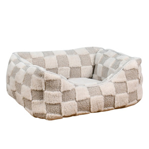 Patrón de rayas Extraíble Lavable Estera gruesa para mascotas Perrera grande para perros Invierno Cálido Perrera para gatos Cama para perros Forma cuadrada Cartón embalado - Product Image 3