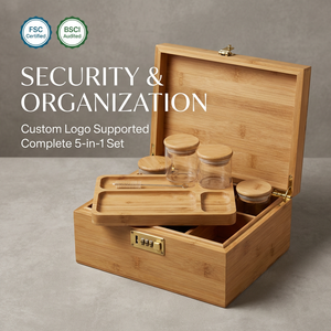 Bamboo Smell Proof <strong>Herb</strong> Stash <strong>Box</strong> with Magnetic Lid Portable Storage Case Custom Logo Support OEM - Product Image 2