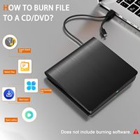 Grabadora de CD/DVD RW USB 3.0 Portátil, Transferencia de Datos de Alta Velocidad, Grabadora/Reproductor de CD/DVD Delgado de 1.2 cm para Computadoras Portátiles y de Escritorio