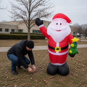Santa Claus Inflable Navideño con Árbol, Decoración Inflable Navideña con Soplador <span class=keywords><strong>de</strong></span> Aire para Exhibición en Centros Comerciales y Jardines - Product Image 3