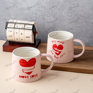 Vente chaude mignon Graffiti coeur tasses en céramique série rose tasses à eau en céramique comme cadeaux pour petite amie tasses à café en céramique - Product Image 4