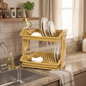 Escurridor de Platos Multicolor de Diseño Tradicional y Sencillo con Bandeja de Agua y Base Hueca para Almacenamiento en Encimera - Product Image 6