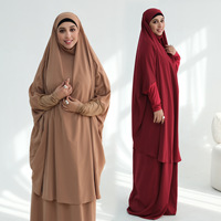 Ensemble deux pièces Eid Baju Afghani Burkha Abaya en polyester pour l'été, Khimar Hijab pour la prière, tenue islamique modeste pour femmes musulmanes