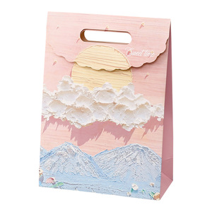 Venta al por mayor de bolsas de papel Kraft con pintura al óleo de arte exquisito clásico hechas a medida para Tartas, regalos de cumpleaños para niños y niñas - Product Image 3