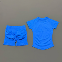 Ensemble de sport 2 pièces pour femme : haut de yoga sans couture à manches courtes et short de fitness pour l'entraînement et la course