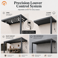 Pergola murale personnalisable avec structure en aluminium, lames en acier galvanisé et écran zippé pour patio, jardin et abri de voiture
