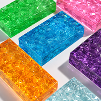Brique de verre en cristal de glace double face couleur personnalisée, design moderne pour hall d'hôtel, cuisine, salle de bain, cloison commerciale