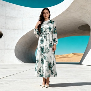 Vestido Abaya Elegante Personalizado de Poliéster con Estampado de Lujo para Mujeres Musulmanas, Proveedor Mayorista para Fiestas y Eventos - Product Image 3