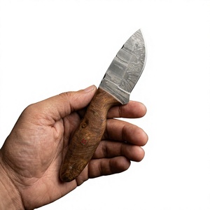 Couteau de chasse et de survie à lame fixe mini, en acier Damas artisanal, pointe tombante, manche en bois, qualité industrielle, pour revendeurs OEM 58/60 - Product Image 5