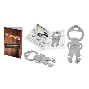 Porte-clés multifonction en aluminium White Label Lumberjacks, ouvre-bouteille, logo personnalisable, vêtements de travail, utilisation en plein air, vélos de route - Product Image 1