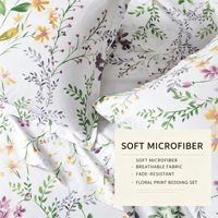 Parure de lit florale aquarelle 4 pièces en microfibre avec drap-housse, housse de couette et taies d'oreiller pour la maison, l'hôtel, vente en gros