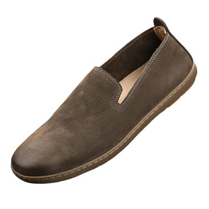 Chaussures d'été respirantes en cuir véritable pour hommes, style décontracté rétro, à enfiler, semelle en cuir de vachette non doublée, type <span class=keywords><strong>Doudou</strong></span> - Product Image 4