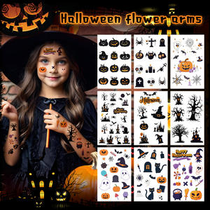 Autocollants Visage Halloween <span class=keywords><strong>Tatouage</strong></span> Temporaire Maquillage Visage Sang Cicatrice Clown Araignée Fantôme <span class=keywords><strong>Chauve</strong></span>-<span class=keywords><strong>Souris</strong></span> Citrouille <span class=keywords><strong>Tatouage</strong></span> Imperméable pour Visage Cou - Product Image 4