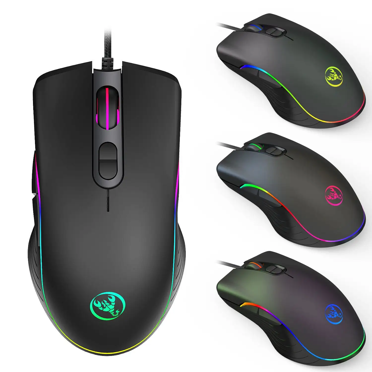 Mouse de jogo luminoso ajustável de quatro velocidades, 2022 dpi macro a867 rgb, mouse elétrico de competição com fio, dropshipping, 6400