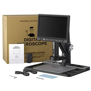 Mikroskop Digital 50-1600x 10 inci, mikroskop listrik perbesaran Digital pemeliharaan seluler