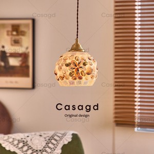 French Country Style Pendant <b>Light</b> Round Single Head Creamy Shell Design LED Home Decor Lighting Bedroom Balcony Fixture - Product Image 2