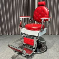 Fauteuil de Barbier Commercial Rétro Américain en Métal Haut de Gamme avec Teinture à Chaud, Accoudoirs Rotatifs et Design Inversé Relevable