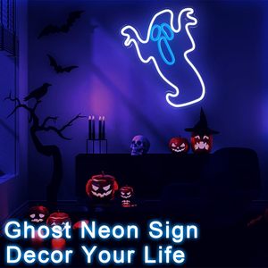Letrero LED de Neón con Diseño de Fantasma de Halloween, Letrero Transparente de Acrílico para Escaparates, Indicador de Luz Ambiental, Tablero de Visualización Personalizable de 5V - Product Image 4