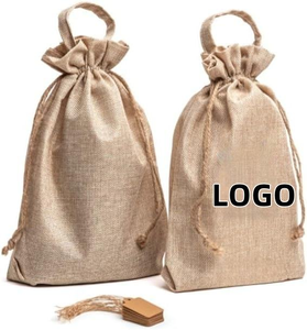 Bán buôn thanh lịch màu nâu nhỏ Vải Bố túi dây kéo Pouch quá khổ Hữu Cơ linen dây kéo túi với biểu tượng tùy chỉnh thấp moq - Product Image 1
